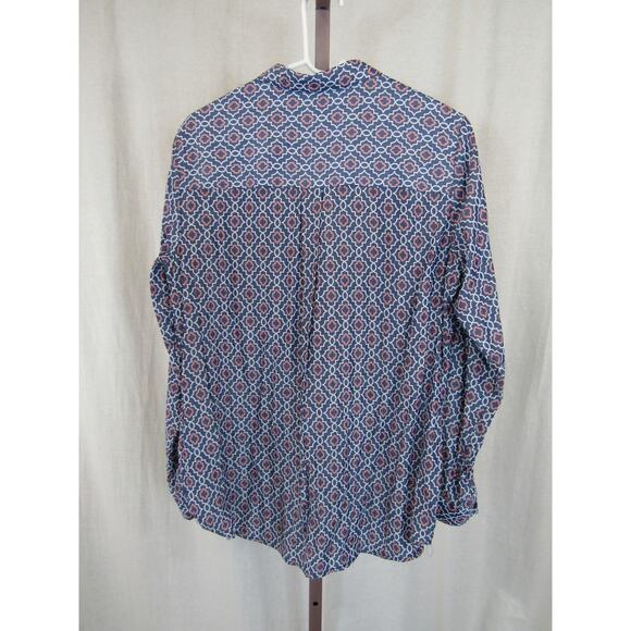 Express The City Shirt Large Blue Printed Retro Button Up Shirt Collared - Picture 4 of 4